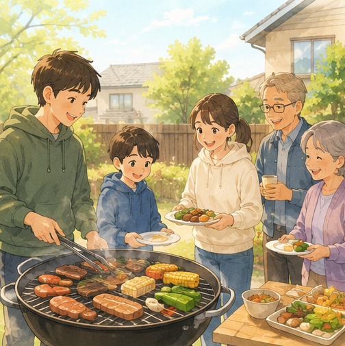 家族でバーベキュー
