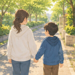 親子で散歩